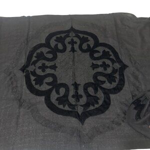 NWOT Janavi 100% Cashmere Womens Black Knit Velvet&Lace Pattern Scarf 80.5x28.5